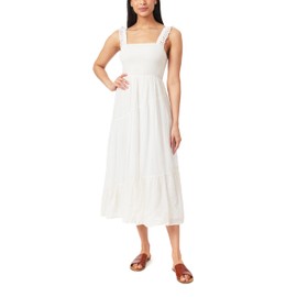 WallFlower Women's Hadley Smocked Bodice Tiered Rayon Gauze Maxi Dress, Gardenia