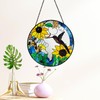 Hummingbird and Sunflowers Stained Glass Suncatcher/Window Hanging – Handcrafted Glass