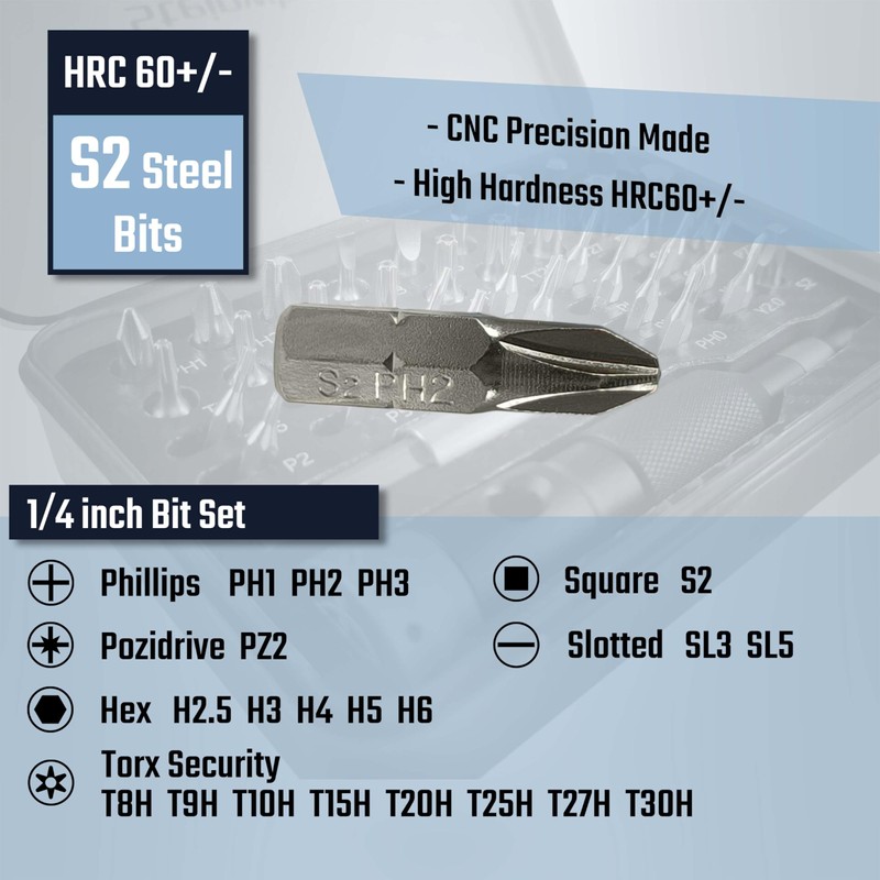 Steinwhale 39in1 Bearing Screwdriver Set with 1/4’’ and 4mm Magnetic