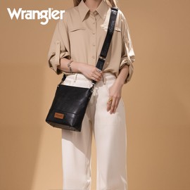 Wrangler Crossbody Purses for Women Two Tone Crossbody Bags Women Purses and Handbags Crossbody Black WG20-8360BK