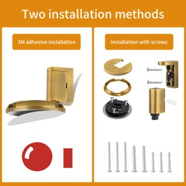 Bak Bo Windproof Door Stoppers 2 Pack Adjustable Bottom of Door Holder Indoor No Drilling Heavy Duty Mechanical Floor Door Stop with Screws and Adhesive Catch Door Keep Door Open Antique Brass AB-2