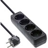 InLine® Socket Strip, 4-Way Protective Contact 3 m, Black