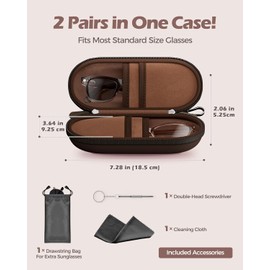ProCase Estuche para Gafas de Sol, Caja Organizador Portable Duradero Resistente a Electrochocos Sunglasses Case Unisexo Guarda Porta 2 Pares de Gafas Uso Diaro