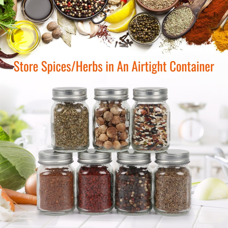 TOEKSIX 4oz Glass Mason Spice Jars 30 Pack, Empty Round