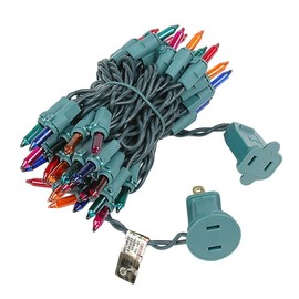 Novelty Lights 50 Light Multi Christmas Mini String Light Set, Green Wire, Indoor/Outdoor UL Listed, 11' Long