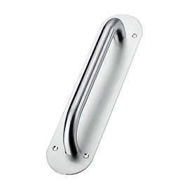 Stainless Steel Door Pull Handle Plate Commercial Door Handle, Door Pulls Plate - No Sharp Edge - Screws Included 11inches (Round, 1 Piece, Large)