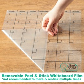 Think Board Self-Adhesive Whiteboard Wall and Refrigerator Calendar, Peel and Stick Dry Erase Board Wall Cling for Home and Office, Removable Wall Decals (Clear, 24"x24")
