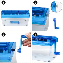 JIKIOU Standard A4 Paper Hand Shredder Portable Paper Shredder Manual Shredder Documents Paper Cutting Tool Home Office Desktop Stationery Blue