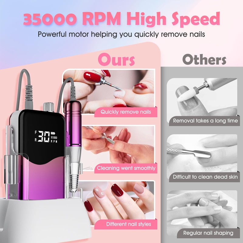 CIVPOWER Nail Drill Professional: 35000RPM Electric Nail File - Portable