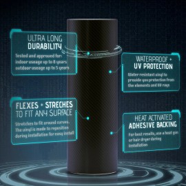 Premium Car Auto Matte Wraps Sticker Decal 4D Black Carbon Fiber Gloss Vinyl Wrap Air Bubble Free - 60" x 108" In 5FT x 9FT