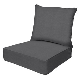 Honeycomb Outdoor Heathered Solid Dark Grey Deep Seating Patio Cushion Set: Resilient Foam Filling, Weather Resistant, Stylish Set, Seat: 24" W x 23" D x 6.5” T; Back: 27" W x 24” L