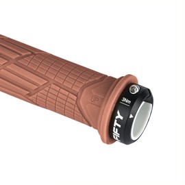 FIFTY-FIFTY Mountain Bike Handlebar Grips, Single Lock-on MTB Grips, Comfortable Bicycle Locking Grips, Non-Slip MTB Handle Grips for All Mountain, Enduro, Downhill (Brown)