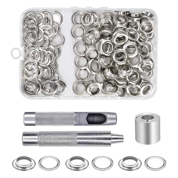 Bestgle 100 Sets Metal Grommets Tool Kit, 10mm Inside Diameter