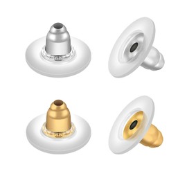 200 Pcs Earring Backs, Soft Transparent Earring Backs Bullet Clutch Earring Backs Pad Earring Safety Backs (Silver Gold)