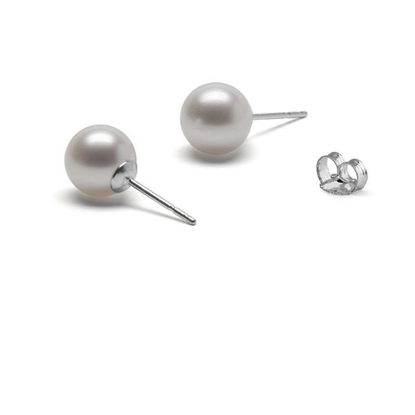 HinsonGayle AAA Handpicked 7.5-8.0mm White Round Freshwater Cultured Pearl Stud