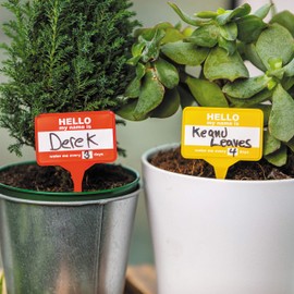 Plant Name Badges - Wipeable Labels for House Plants - Home Accessories - x 12 100% Recycled Name Tags for Indoor Plant Pots - Pen Included