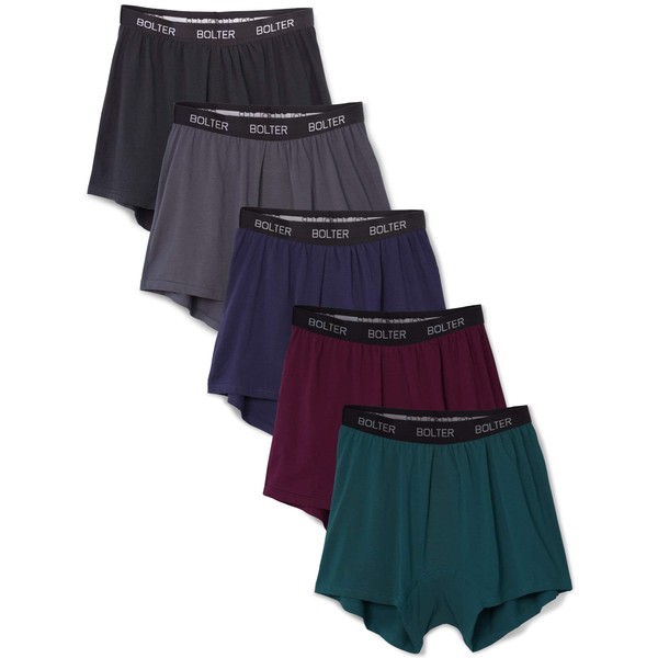 Bolter Men’s 5-Pack Cotton Stretch Boxers Shorts (XX-Large, Winter)