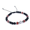 Handcrafted Hematite Cross Bracelet with Onyx and Red Agat Stones