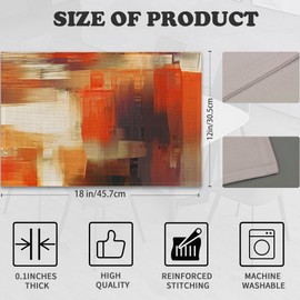 Abstract Art Placemats Set of 6,Golden Orange Gray Heat Resistant Table Mats Washable Place Mats for Party Kitchen Farmhouse Home Dining Holiday Decor 12x18 Inch