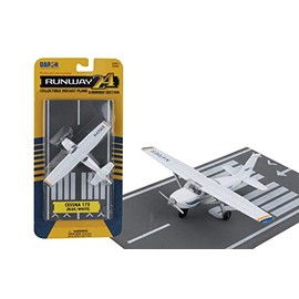 Daron Runway24 Cessna 172 2000 Skyhawk Blue/White 1:87 Scale Diecast Airplane Model with Runway