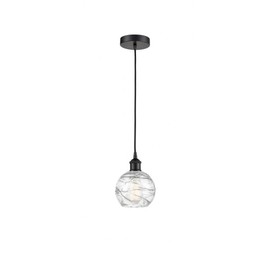 Athens Deco Swirl - 1 Light Mini Pendant in Industrial Style-8.75 Inches Tall and 6 Inches Wide-Matte Black Finish-Clear