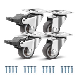 WISD Set of 4 Swivel Castors 25 mm 40 kg, Small Furniture Castors with 2 Brakes, Rolling Mark-Free, Small Castors for Indoor and Outdoor Use