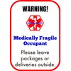 Medically Fragile Alert Safety Window Decal Set of 2