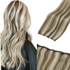 LaaVoo Micro Loop Weft Hair Extensions Highlight Light Brown to