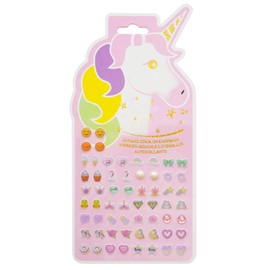 Stick On Earrings - Girls 3D Unicorn Sticker Earrings Self-Adhesive Glitter Craft Gem Stickers (Unicorn)