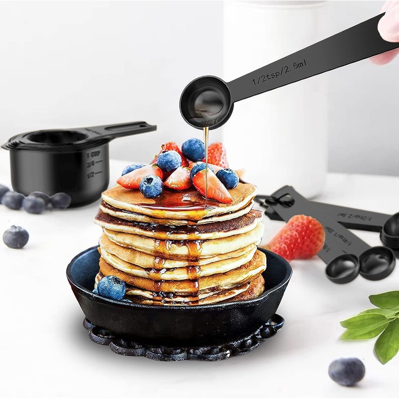 AKOAK Measuring Cups and Spoons Set of 10, Stackable Plastic