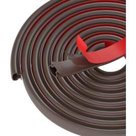 Tira de Sello de Goma Café para Puerta con Forma de D, Resistente a la Intemperie, Autoadhesiva para Ventanas (25 Pies)