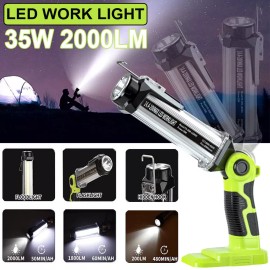 Jhjqzcyg 35W 2000LM Cordless LED Work Light for Ryobi 18V Max Li-ion Ni-Cad Ni-Mh Battery