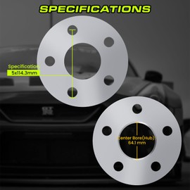 Customadeonly 5x114.3 Wheel Spacers for RSX RL CL TL Prelude CRV CR-Z Integra Type-R MDx Pilot S2000 NSX Accord Element TSx, Hubcentric Without Lip, 64.1mm Bore (3mm Thick 2pcs) 1/8" Adapters 5x4.5