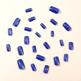Short Press On Nails Square Fake Nails Blue Glitter Nails Press Ons Full Cover False Nails With Designs Reuseable Glossy Glue On Nails Short Glitter Stick On Nails For Women 24Pcs