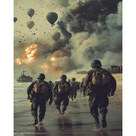 XTXGERL World War Normandy Assault Paint by Numbers Kit for Adults, Modern Aesthetic Paint by Number on Canvas, Abstract Art Digital Oil Painting Kits Suitable for Home Wall Decoration Gift 16x20in