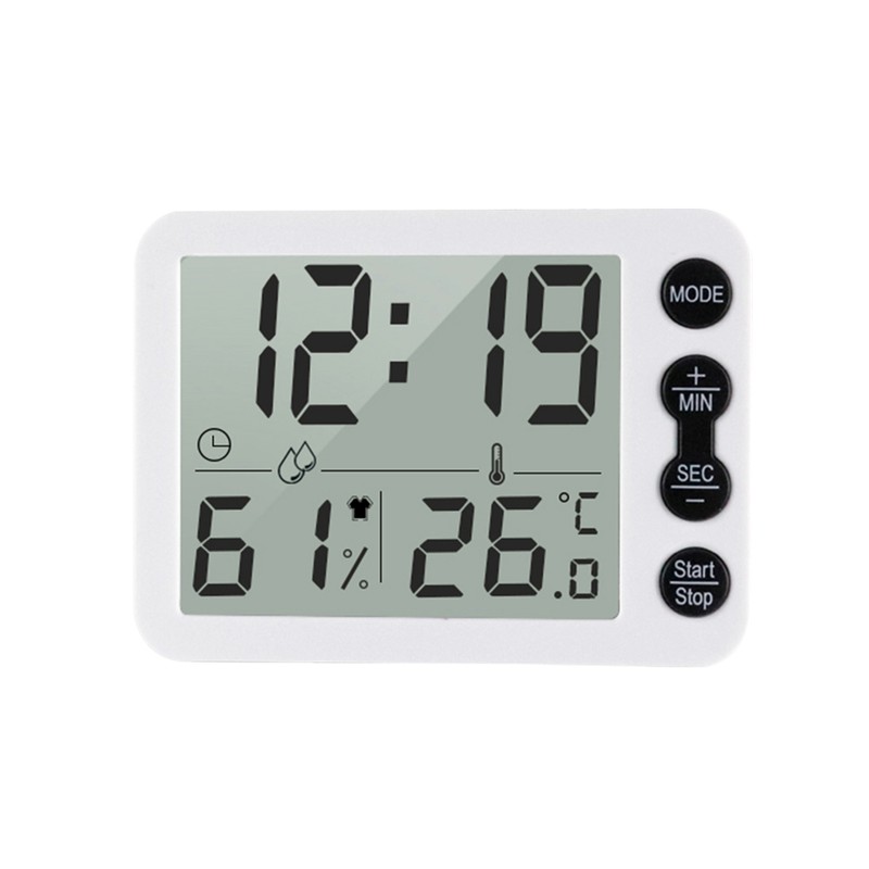 Digital Indoor Thermometer & Hygrometer with Clock LCD Display ℃/