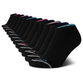 Nautica Women's Athletic Socks - Cushioned Low Cut Ankle Socks (12 Pack), Size 4-10, Black