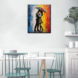 Tucocoo Couple Lover Umbrella Paint by Number for Adults, Graffiti DIY Oil Painting Kits on Canvas with Brushes and Acrylic Pigment, Rainbow Street Art Picture for Home Decor 16x20 inch (Frameless)