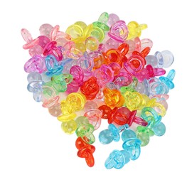 Pack of 100 Acrylic Dummies, Soothing Mini Colour Toys for Baby Christening, Size Approx. 21 x 12 mm (Transparent Mixed Colour)
