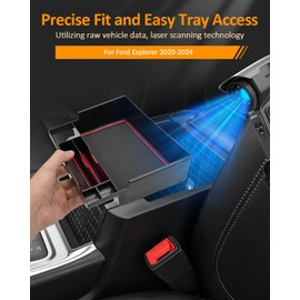 CDEFG para Ford Explorer Accessories 2020-2025 Bandeja organizadora de consola central (base, XLT, ST-Line, Limited, Timberline, ST, King Ranch Platinum) Bandeja de almacenamiento para reposabrazos