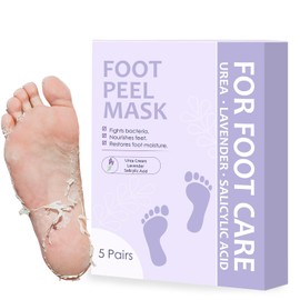 Foot Peeling Mask 5 Pack – Exfoliator & Foot Callus Remover – Feet Peeling Mask for Cracked Heel Treatment – Foot Masks for Dry Cracked Feet, Soft & Smooth Finish with Urea, Lavender & Salicylic Acid
