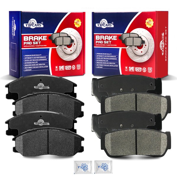 YXPCARS Ceramic Disc Brake Pads Set Front and Rear Replacement