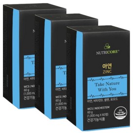 Nutricore Zinc 1000mg x 60 tablets x 3 boxes, 6 month supply / 뉴트리코어 아연 1000mg x 60정 x 3박스 6개월분