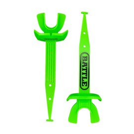 Battle Sports Speed Pro Two-Tone Mouthguard, No Boil, Braces Compatible, Connected Strap, Maximum Breathability (Neon Green/Green)