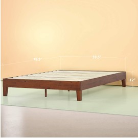 ZINUS Wen Deluxe Wood Platform Bed Frame / Solid Wood Foundation / Wood Slat Support / No Box Spring Needed / Easy Assembly, Queen