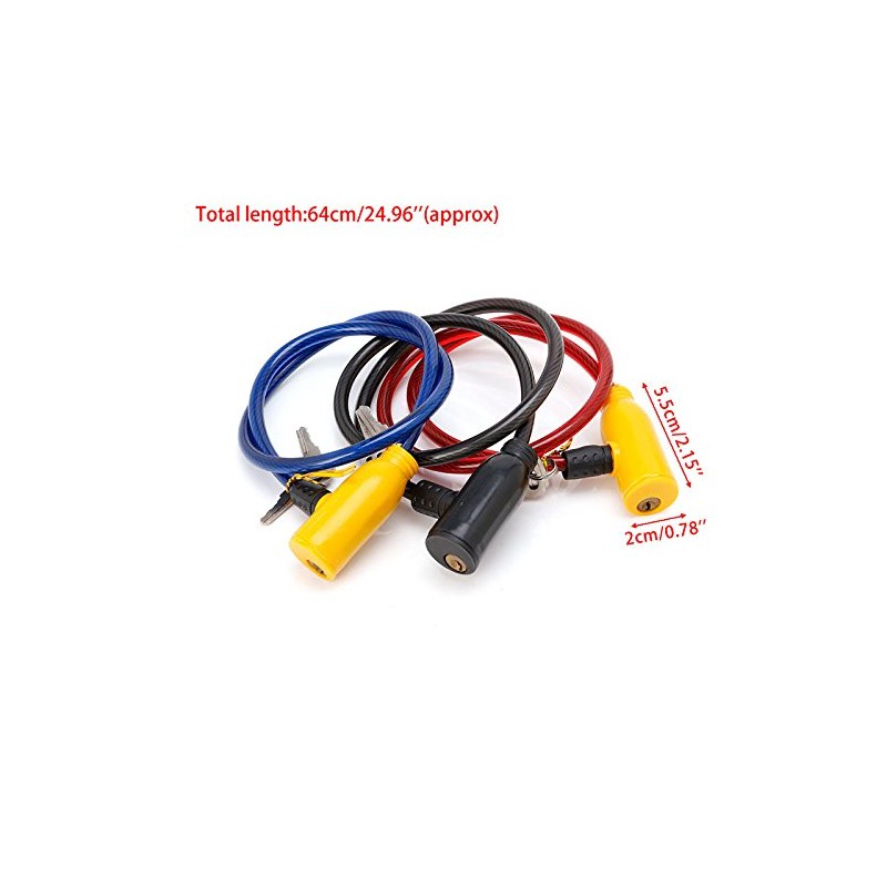 caralin 8x640MM Cycling Cable Anti-Theft Scooter Safety Lock with 2