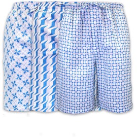 Men's Lounge Pajama Sleep Shorts/Woven Jam Dorm Shorts Drawstring & Pockets - 3 Pack (3 Pack- Geometrics 1, X-Large)