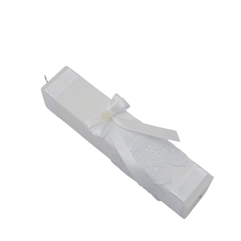 Kit de Bautizo Blanco Con Cirio Vela Concha Pewter Toalla