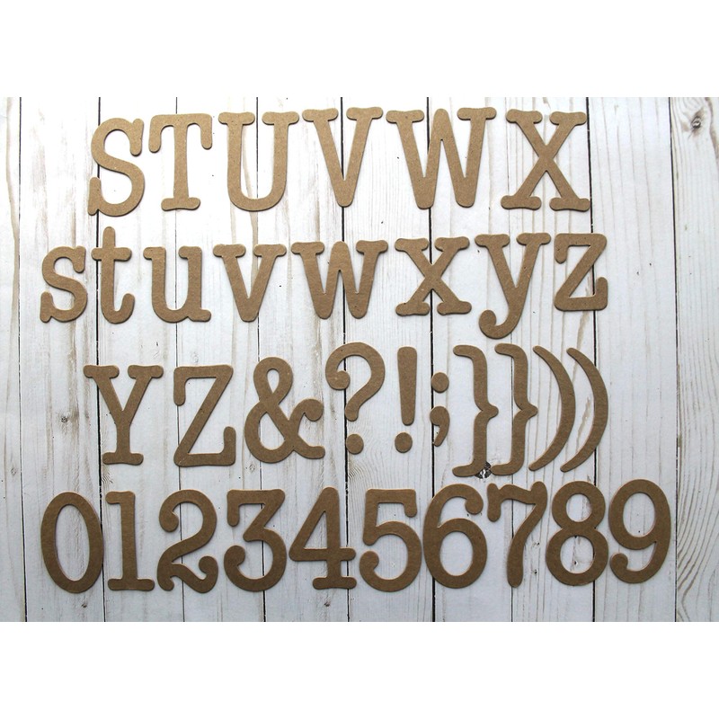 3" Typewriter Lowercase, Uppercase, Numbers chipboard alphabet die cuts