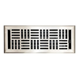 Empire Register Co, Vent Cover - 4x12 inch, Art Nouveau Design, Brushed Nickel Finish, Heavy Duty Floor Vent Covers, Metal Damper Attached. Vent Covers for Home Floor only.